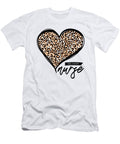Love Heart Leopard Print Delivery Nurse Deon Du Plessis Art T-Shirt