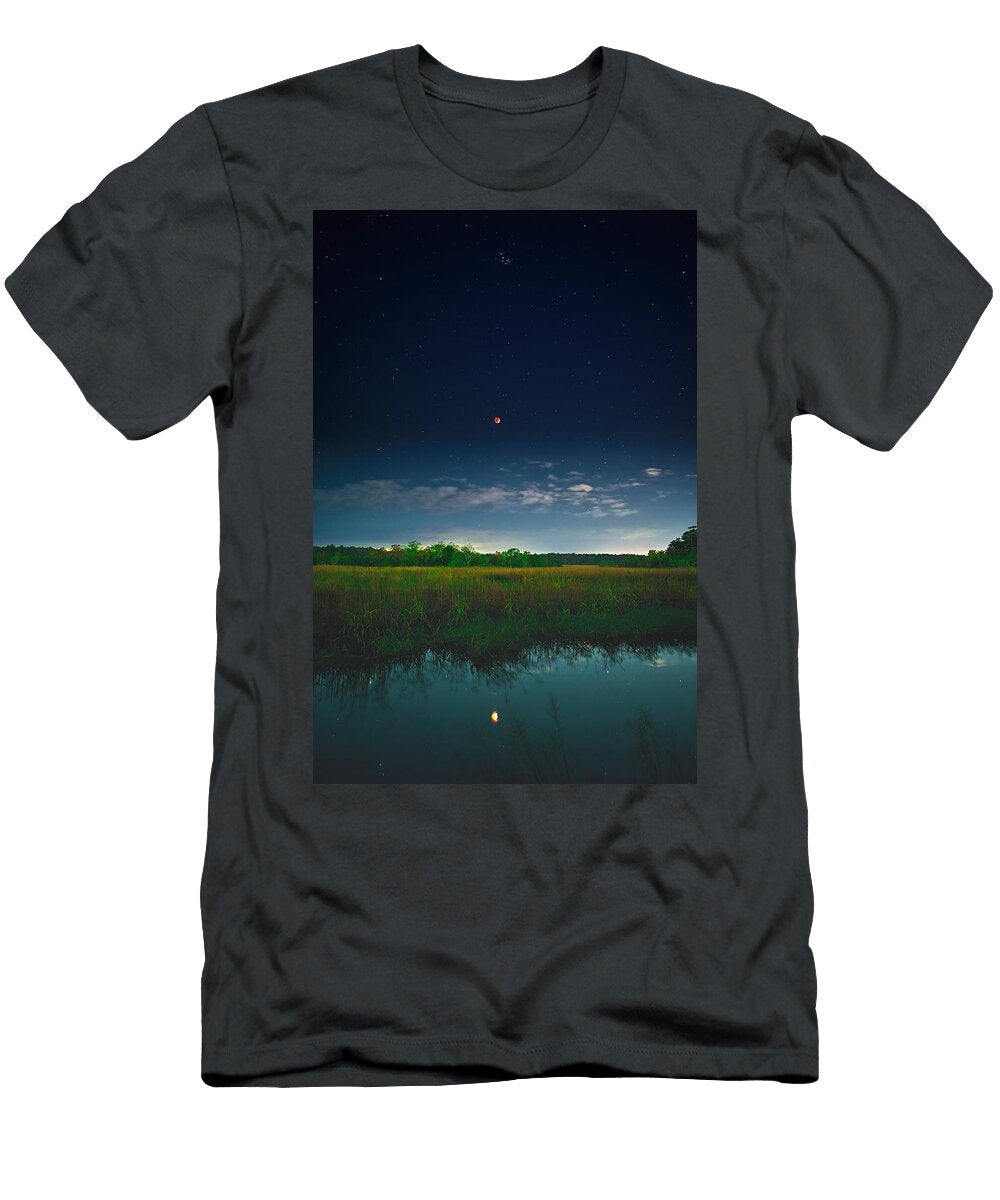 Lunar Eclipse Over the Marsh Lou Vega T-Shirt