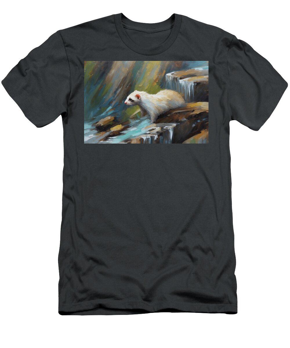 Majestic Ferret By the Waterfall Don Northup T-Shirt