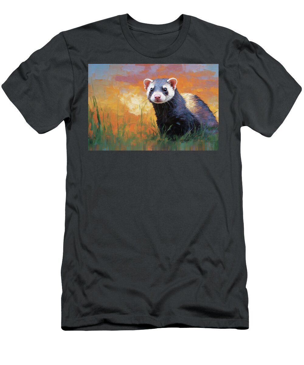 Majestic Mischief the Essence of a Ferret Don Northup T-Shirt
