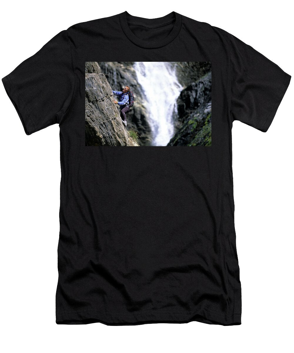 Man Hikingclimbing in Val Ferret Scott Markewitz T-Shirt