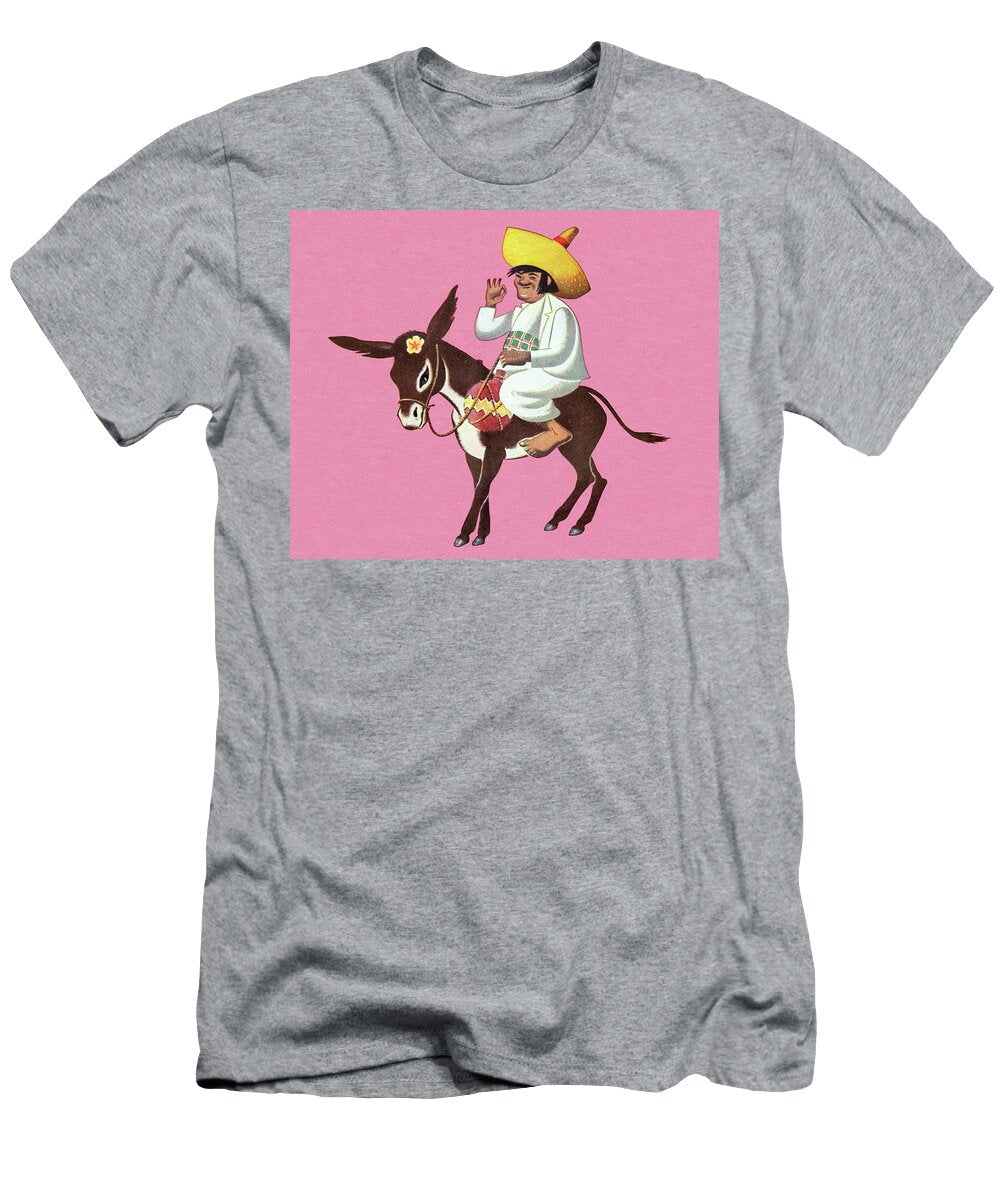 Man Riding a Donkey Csa Images T-Shirt