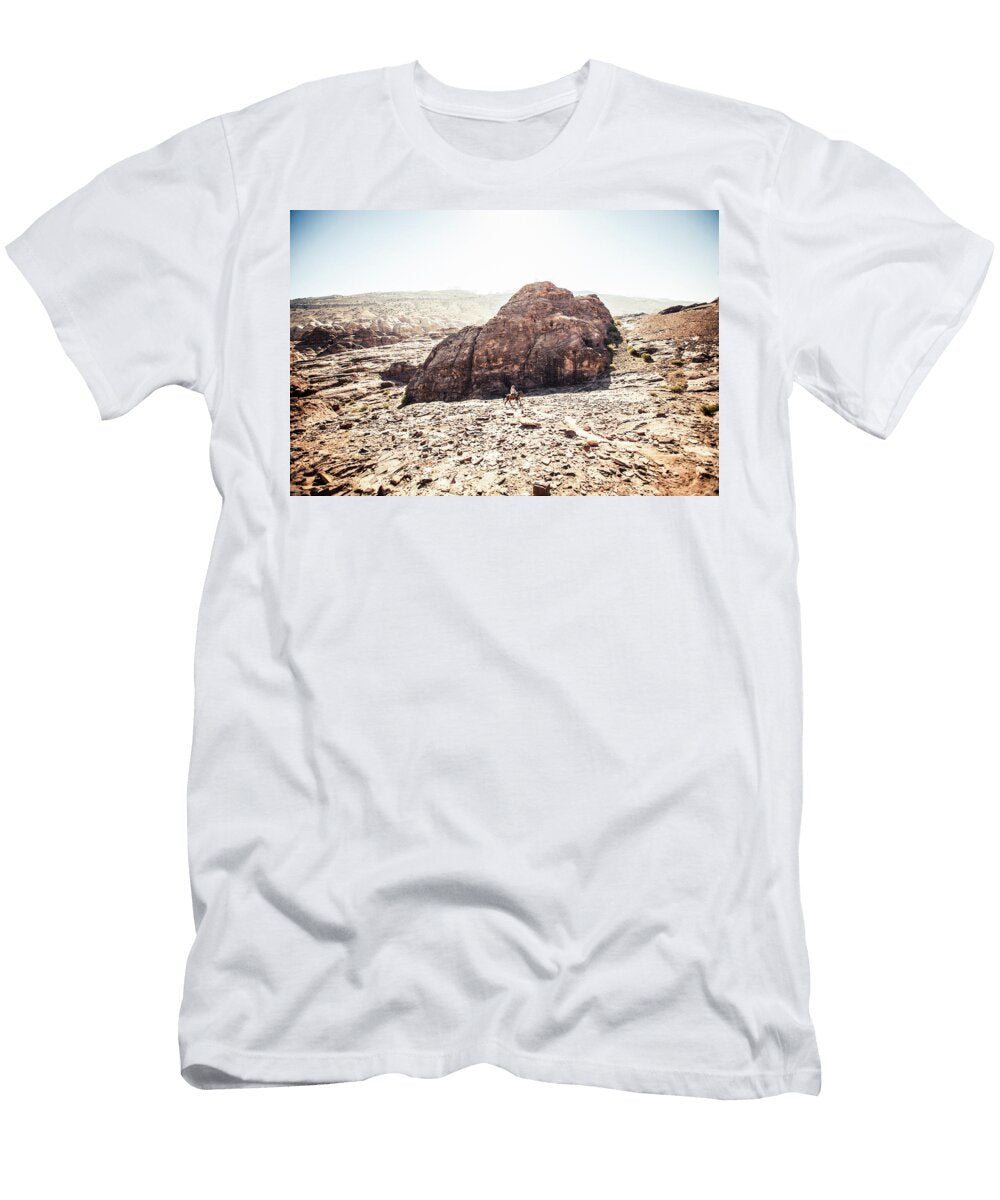 Man Riding a Donkey Through the Desert Tim Martin T-Shirt