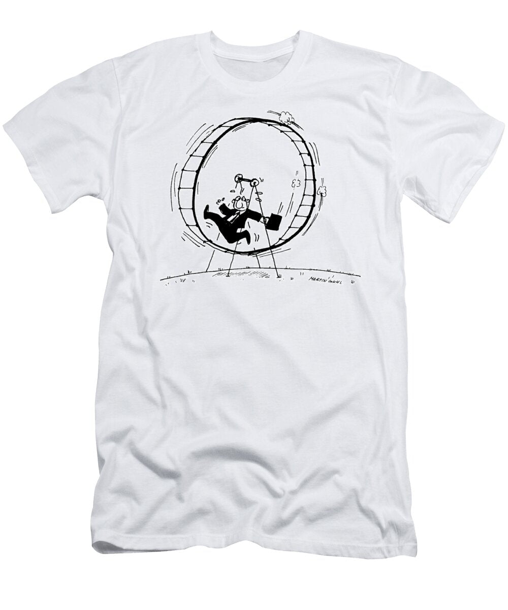 Man Running in a Hamster Wheel Martin Guhl T-Shirt