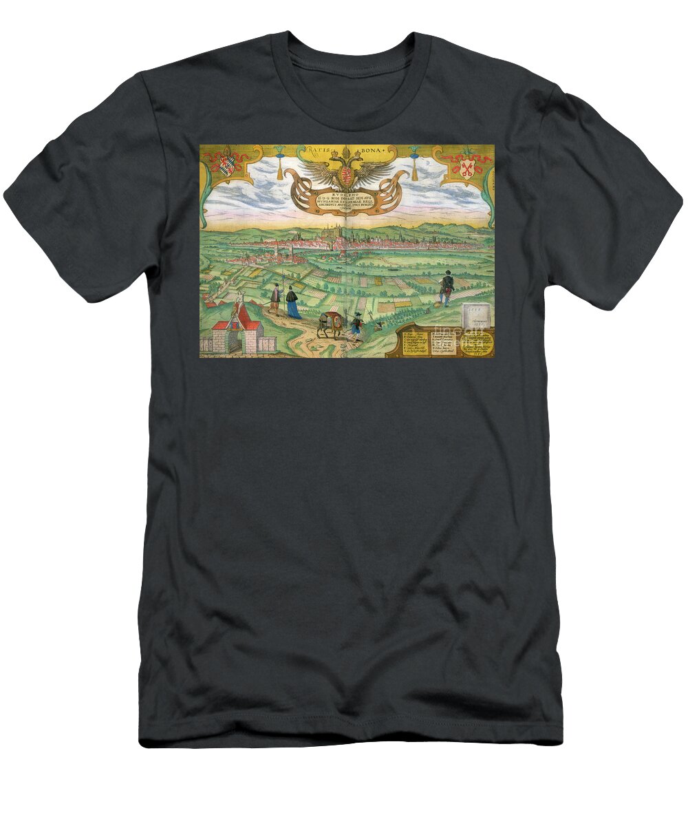 Map of Regensburg From Civitates Orbis Terrarum By Georg Braun 1541 1622 and Frans Hogenberg 1535 90 1594 Joris Hoefnagel T-Shirt