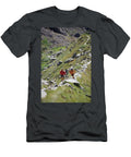 Men Trail Running Up the Hill in Val Scott Markewitz T-Shirt