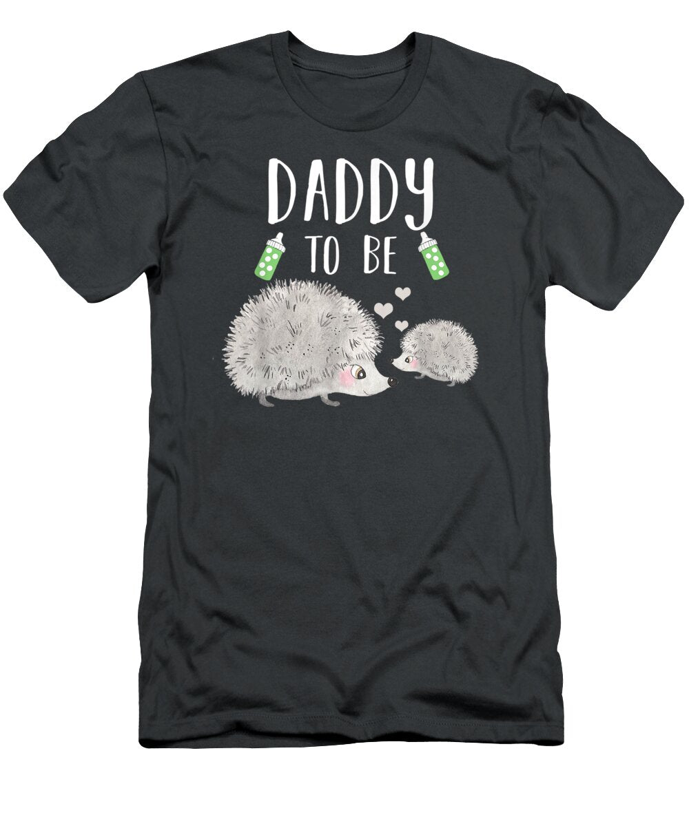 Mens Daddy to Be Hedgehog Baby Shower Cute Woodland Animal Melekz Pavlo T-Shirt
