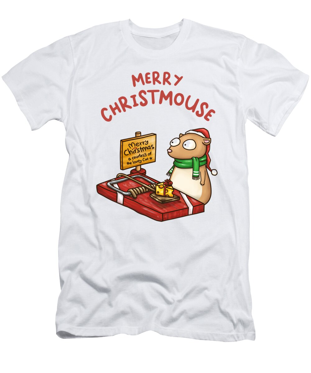 Merry Christmouse Funny Christmas Mouse Takeda Art T-Shirt