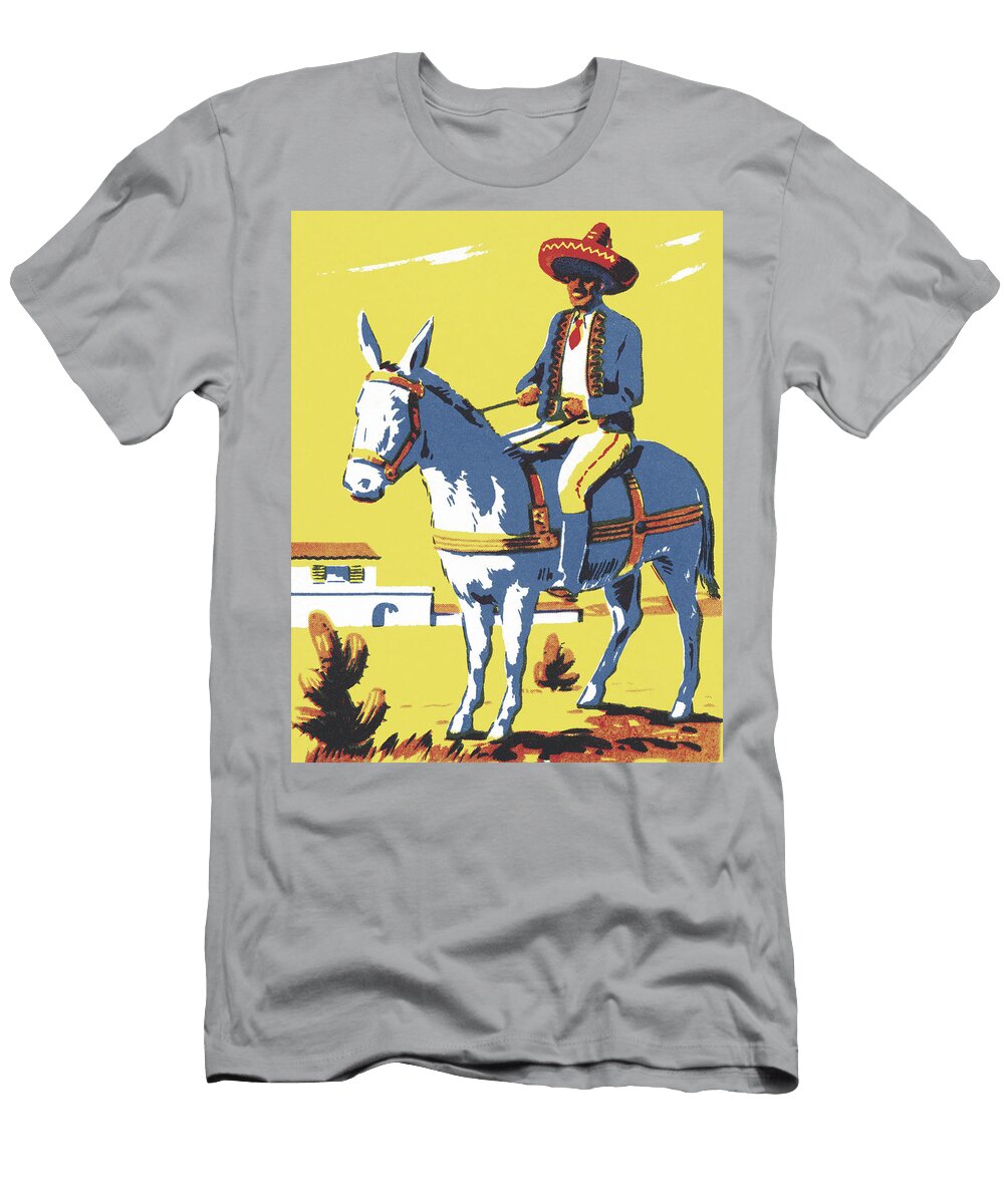 Mexican Riding a Donkey Csa Images T-Shirt