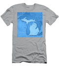 Michigan State USA 3d Render Topographic Map Blue Border Frank Ramspott T-Shirt