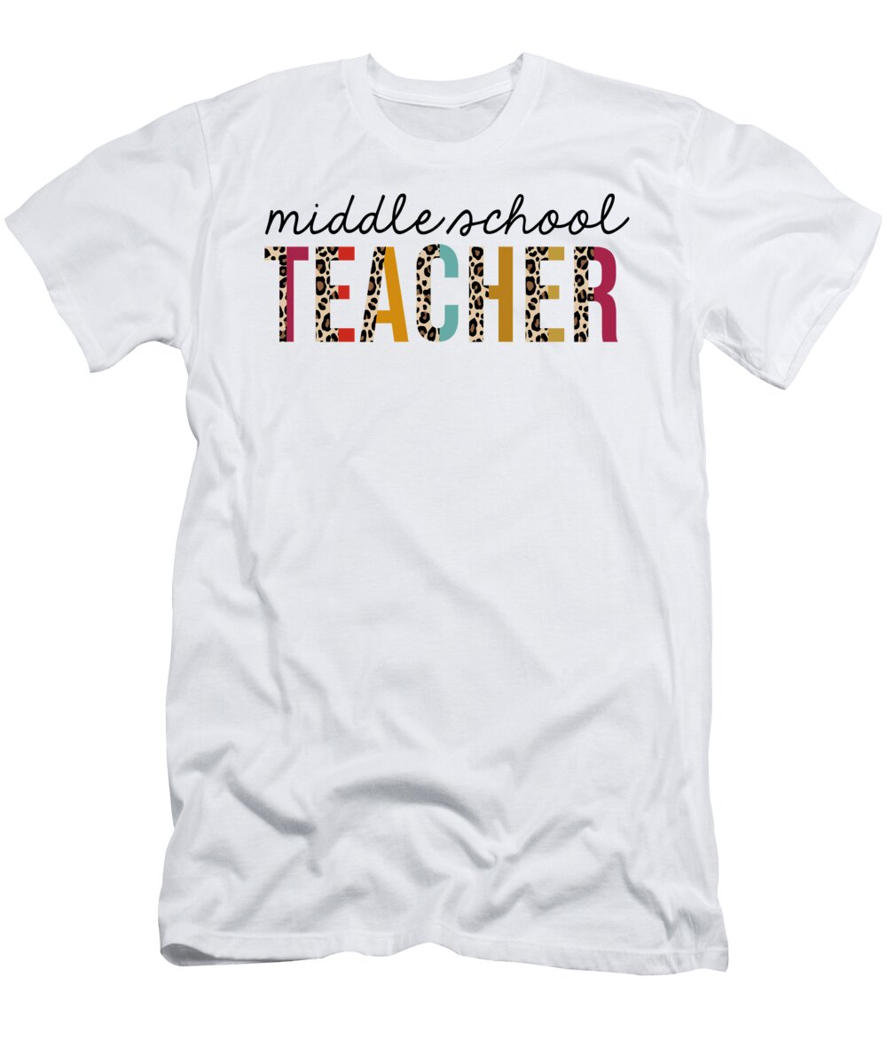 Middle School Teacher Leopard Print Funny Jensen Cena T-Shirt