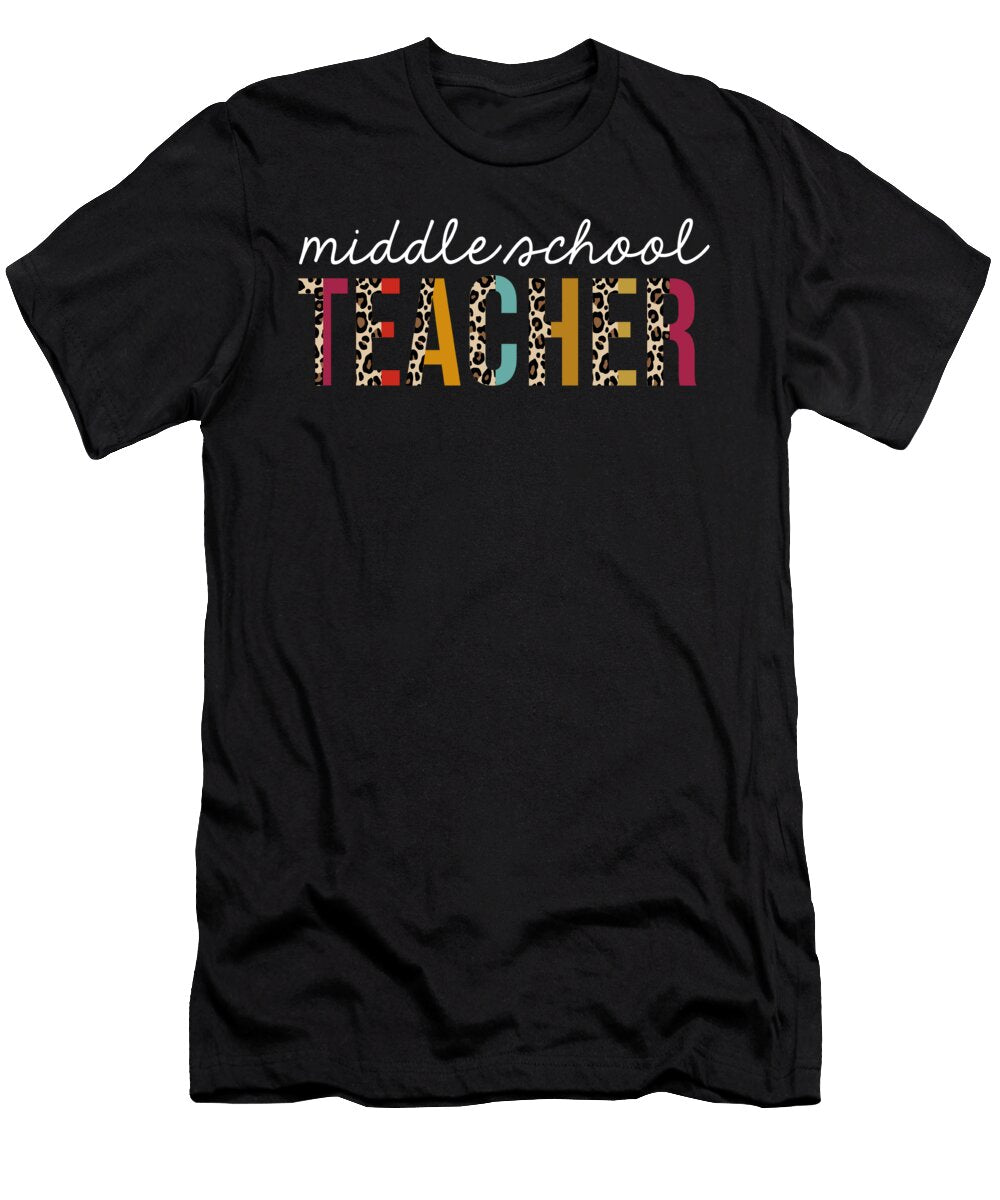 Middle School Teacher Life Leopard Educator Appreciation Jensen Cena T-Shirt