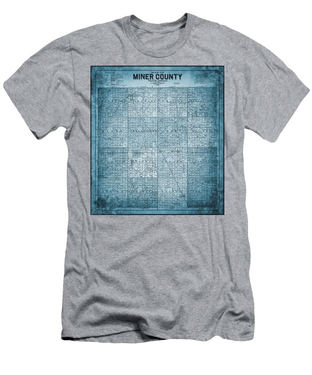 Miner County South Dakota Vintage Map 1898 Blue Carol Japp T-Shirt