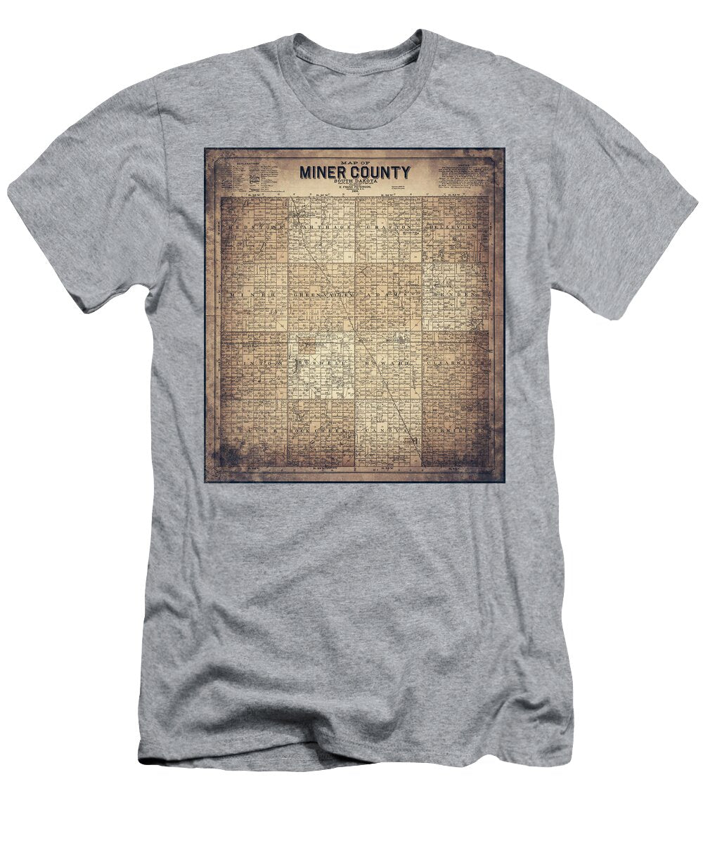 Miner County South Dakota Vintage Map 1898 Sepia Carol Japp T-Shirt