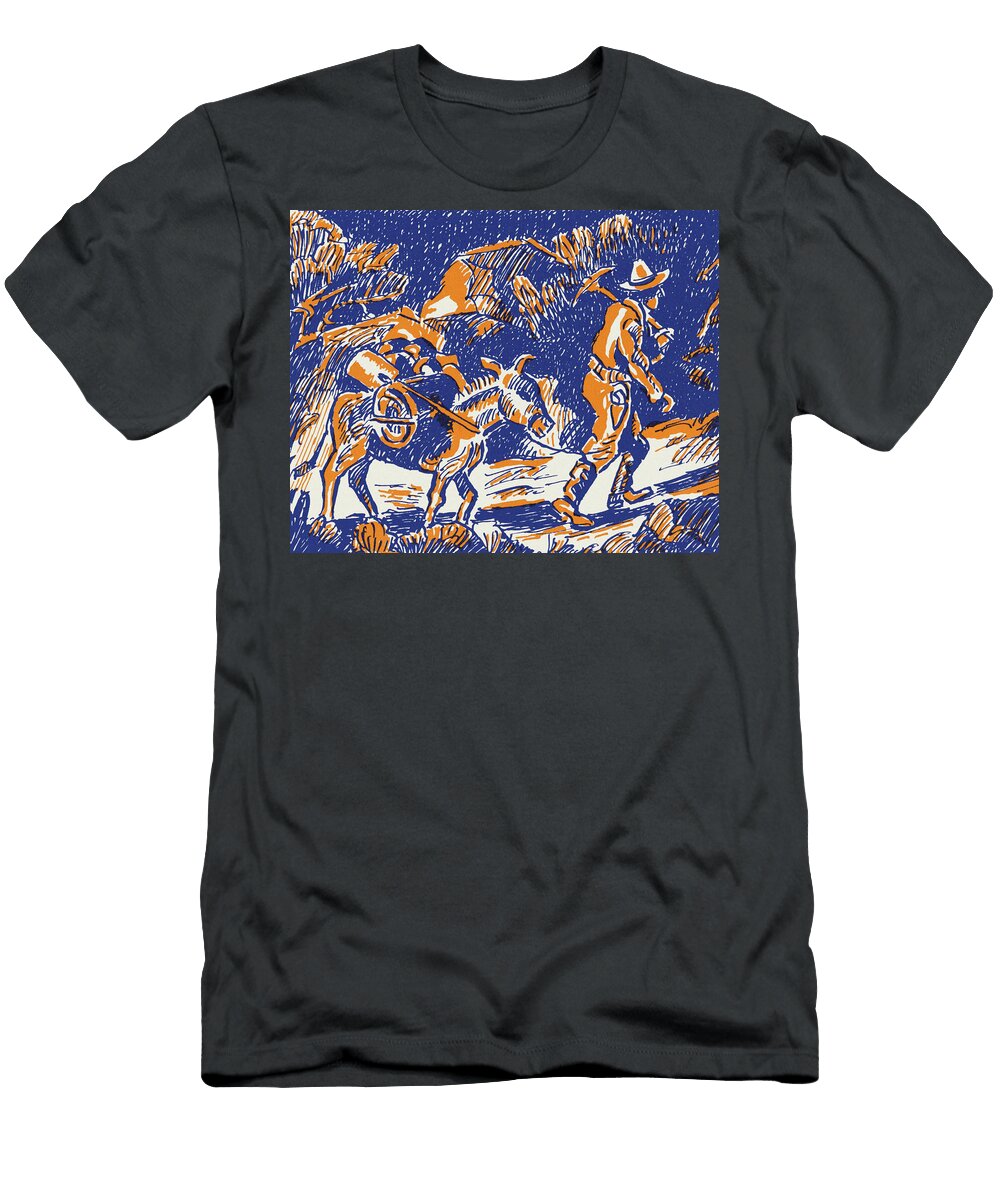 Miner Pulling a Donkey Csa Images T-Shirt