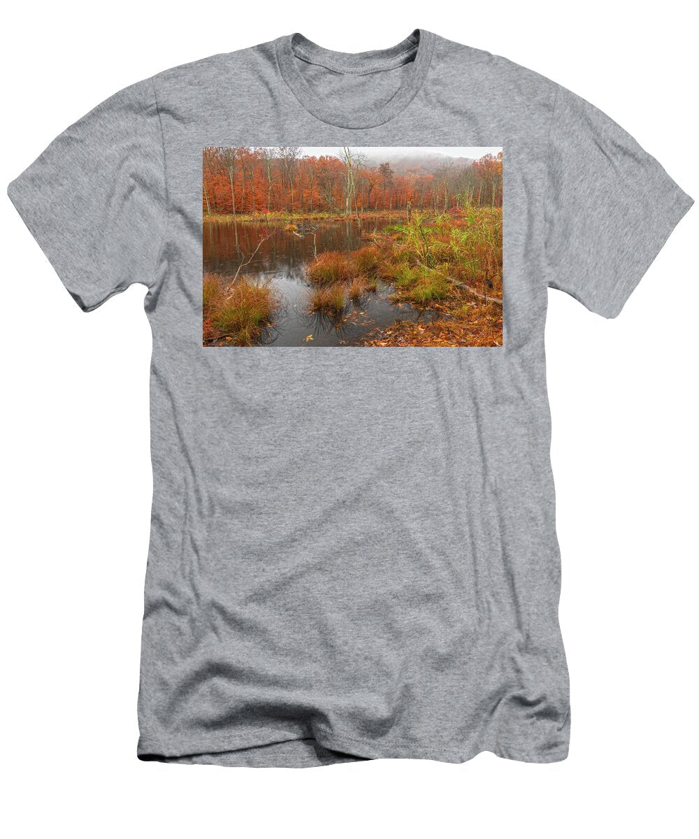 Misty Rainy Autumn Wetlands Angelo Marcialis Melody of Light Photography T-Shirt