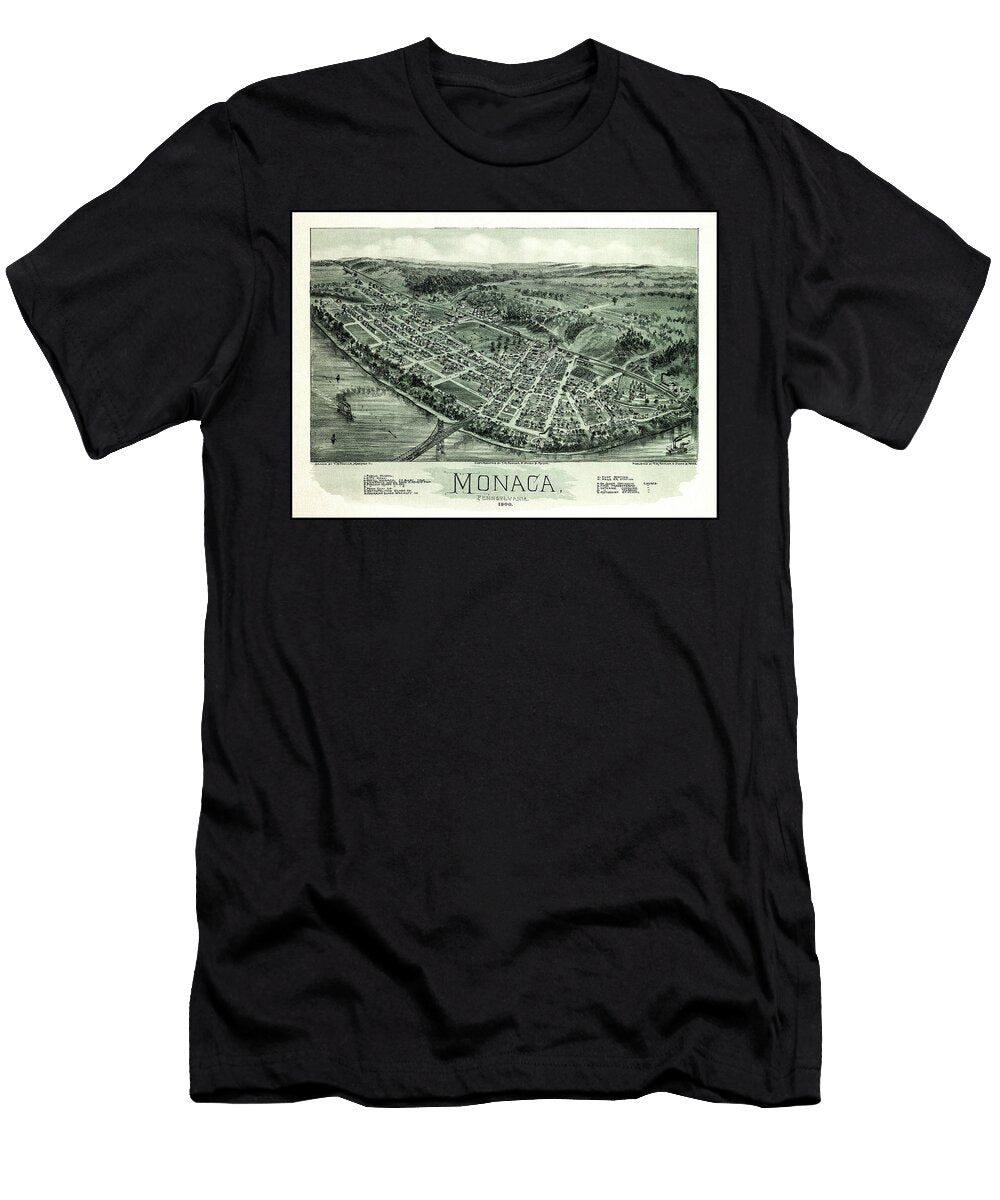 Monaca Pennsylvania Vintage Map Birds Eye View 1900 Carol Japp T-Shirt