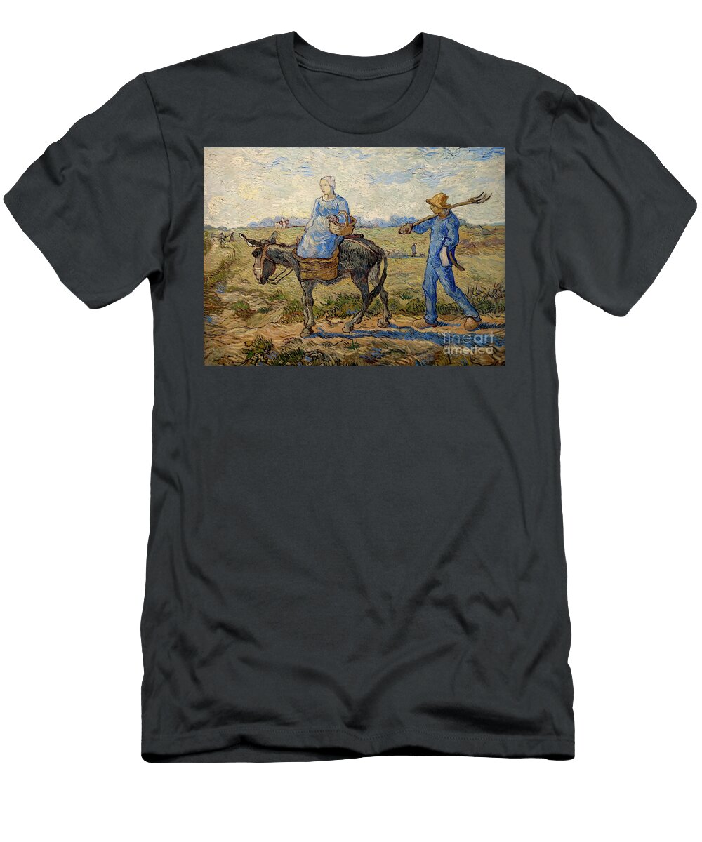 Morning Going to Work After Millet 1890 By Vincent Van Gogh Vincent Van Gogh T-Shirt
