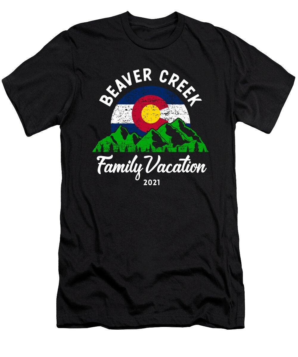 Mountain Colorado Flag Beaver Creek Family Vacation 2021 Design Jacob Hughes T-Shirt