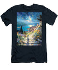 Mountain View Coastal Scene Donkey Braying From a Rocky Path Looking Starry Night Elmer Powers T-Shirt