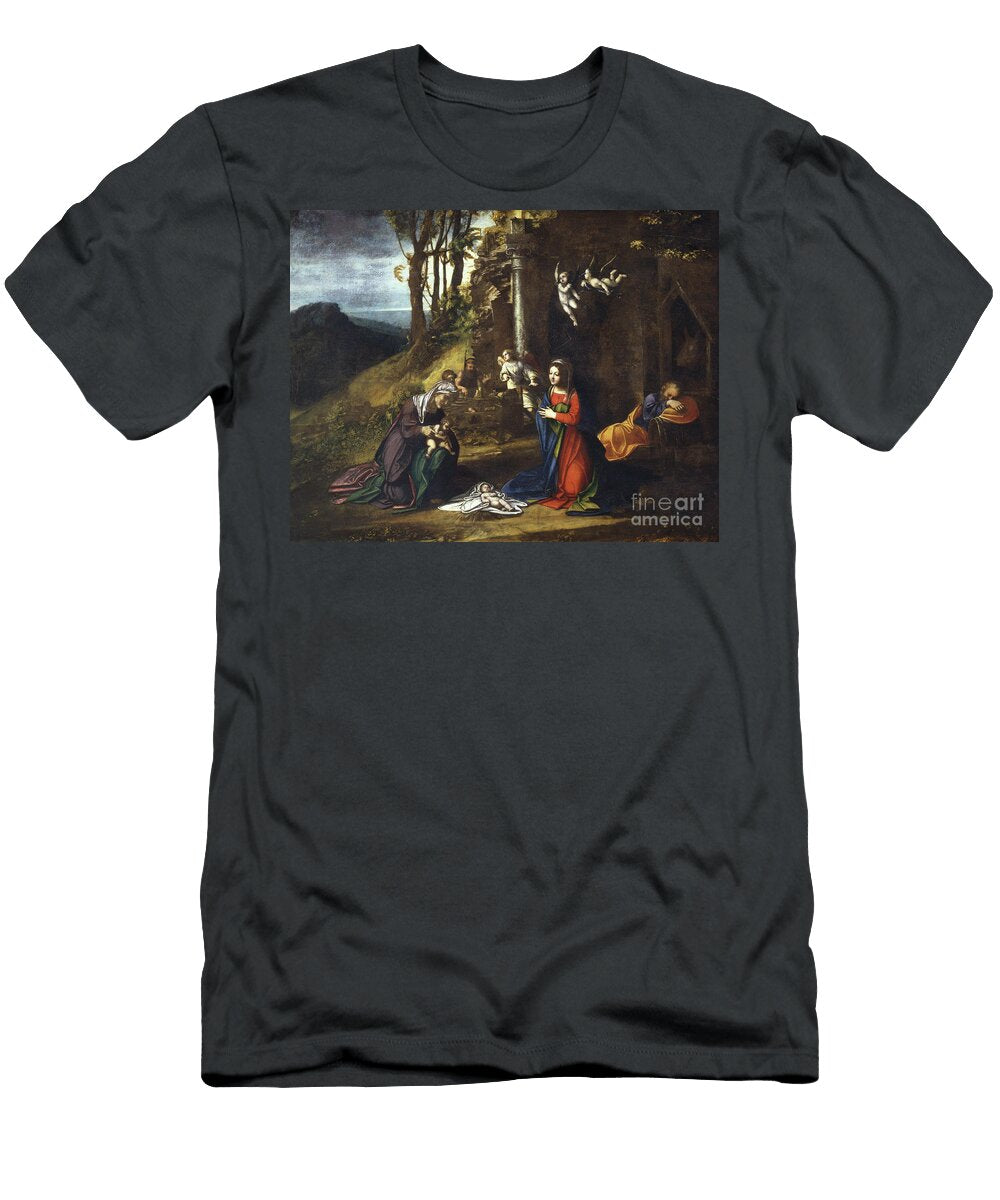 Nativity of Jesus with St Elisabeth and the Young St John the Baptist Correggio T-Shirt
