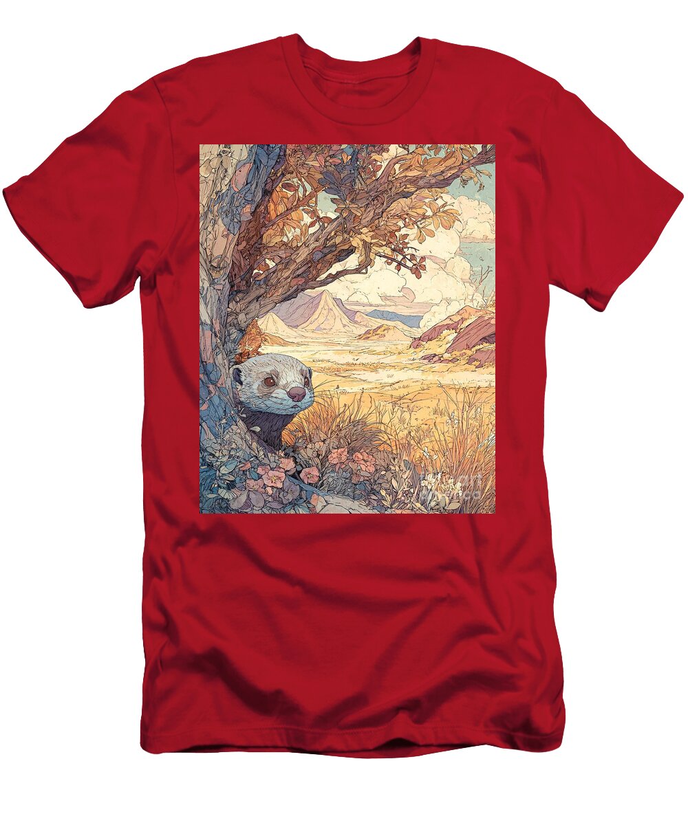 Nature Landscape Desert Otter Hiding Underneath a Tree Desert Wildlife Hidden Creature Clint Mclaughlin T-Shirt