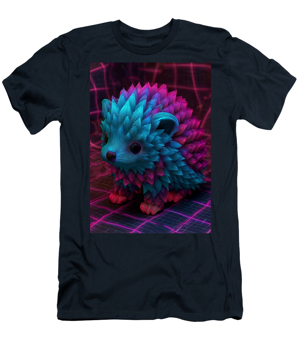 Neon Hedgehog in Futuristic Setting Hedgehog Grayson Sheppard T-Shirt