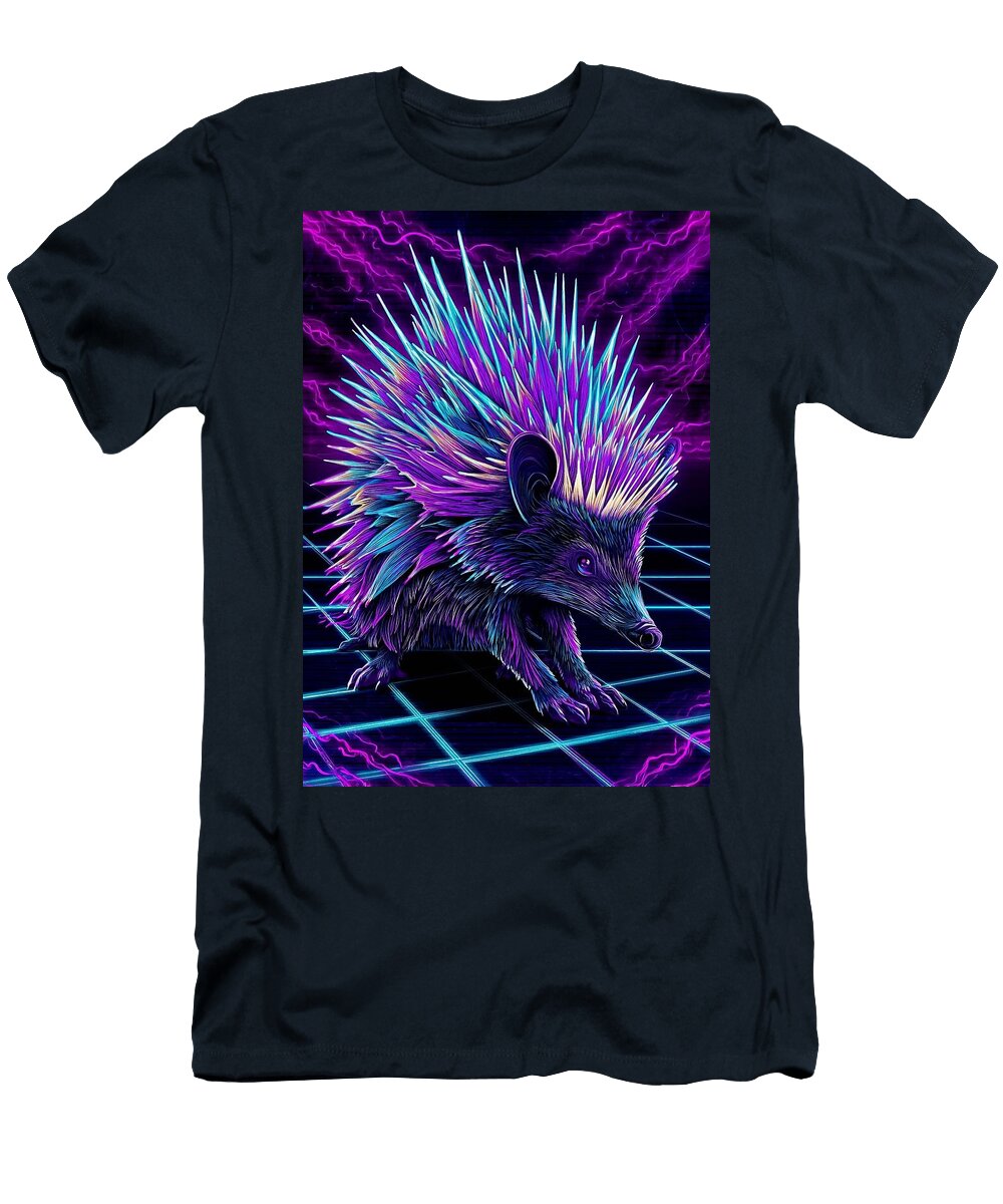 Neon Porcupine in Cyberworld Hedgehog Grayson Sheppard T-Shirt