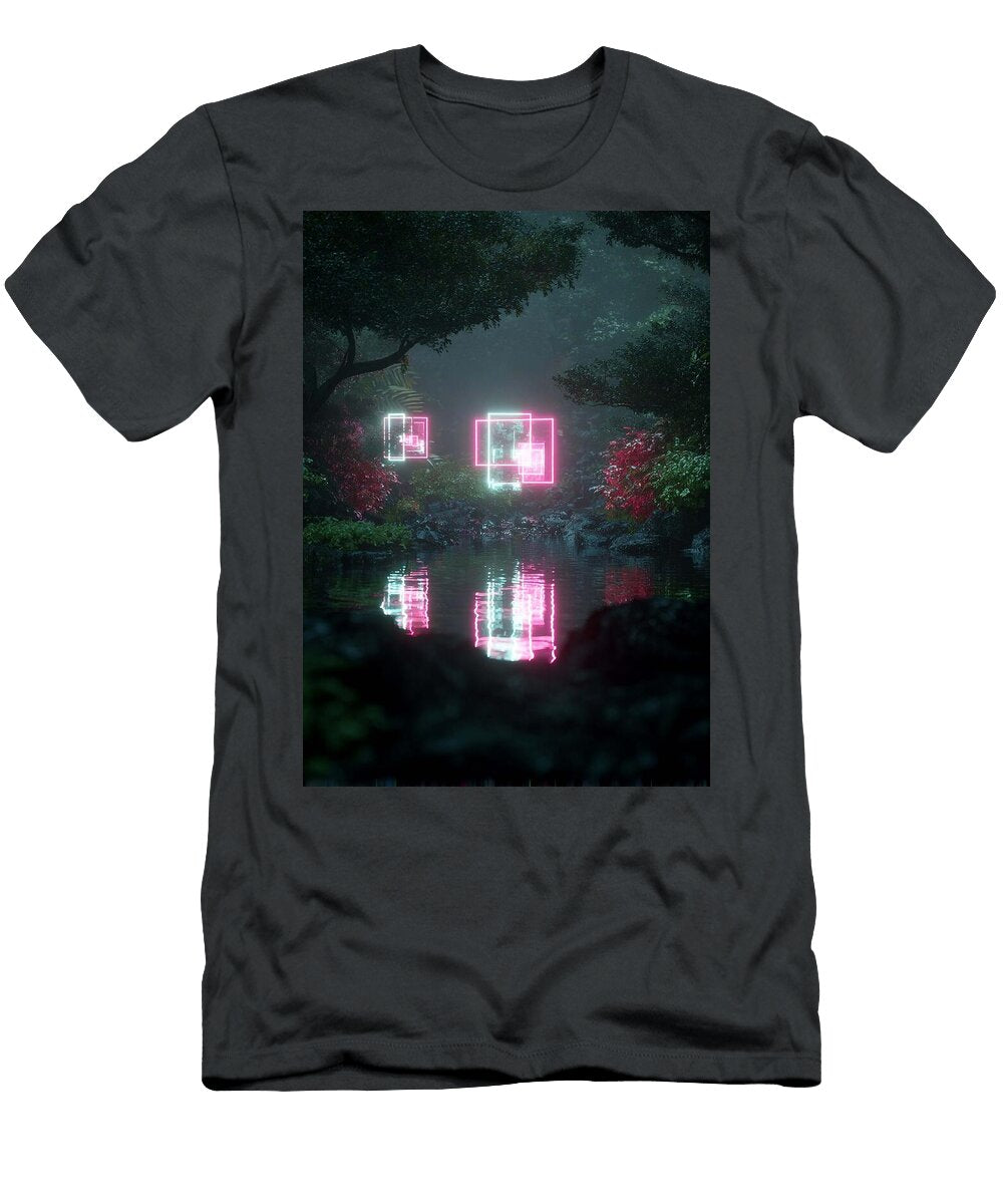 Neon Shapes in Forest Landscape Beaver Grayson Sheppard T-Shirt