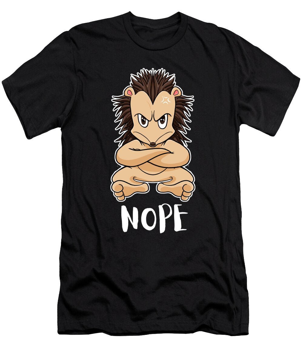 Nope Funny Lazy Hedgehog Maximus Designs T-Shirt