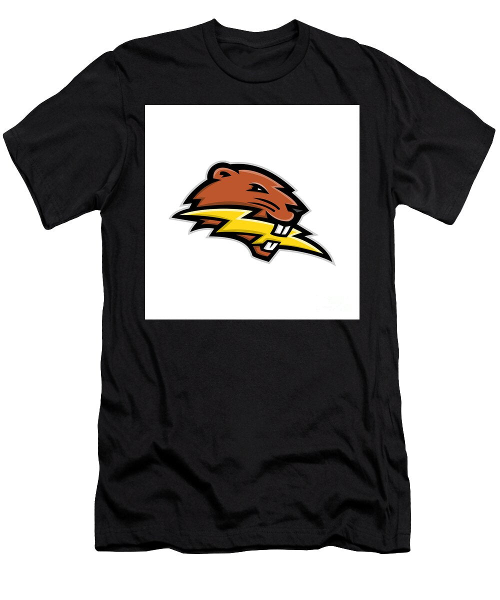 North American Beaver Lightning Bolt Mascot Aloysius Patrimonio T-Shirt