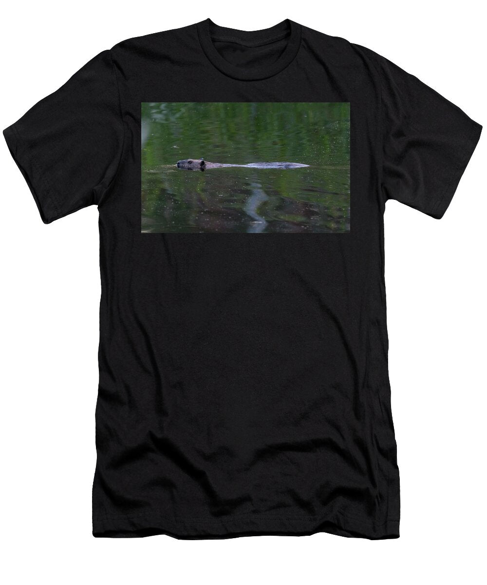 North American Beaver Swimming Isojarvi National Park Jussi Murtosaari Natureplcom T-Shirt