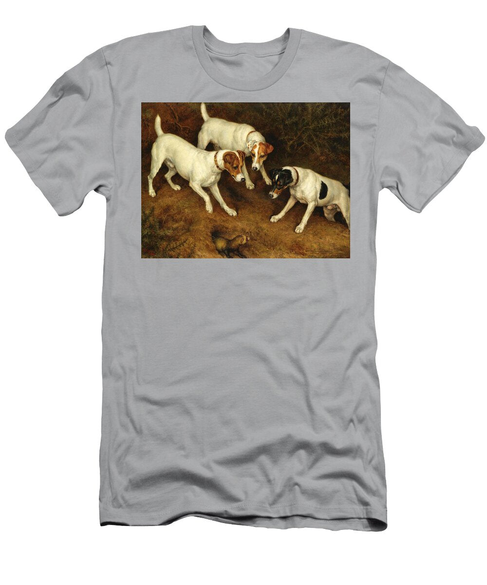 Not At Home Cracknell Olive and Jack Russell on a Ferret Frank Paton T-Shirt