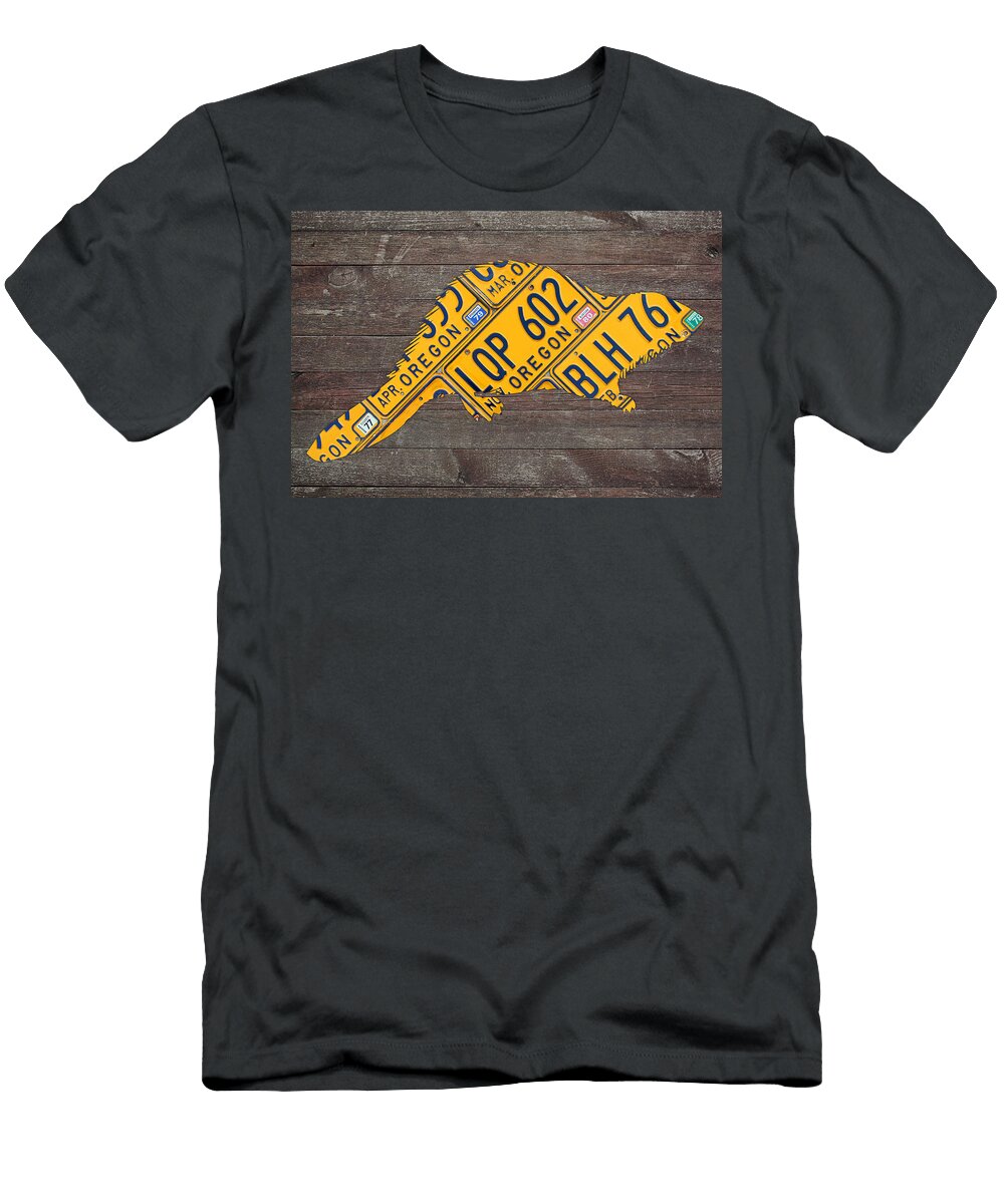 Oregon Beaver Official State Animal Shape Recycled License Plate Art Series Number 003 Design Turnpike T-Shirt