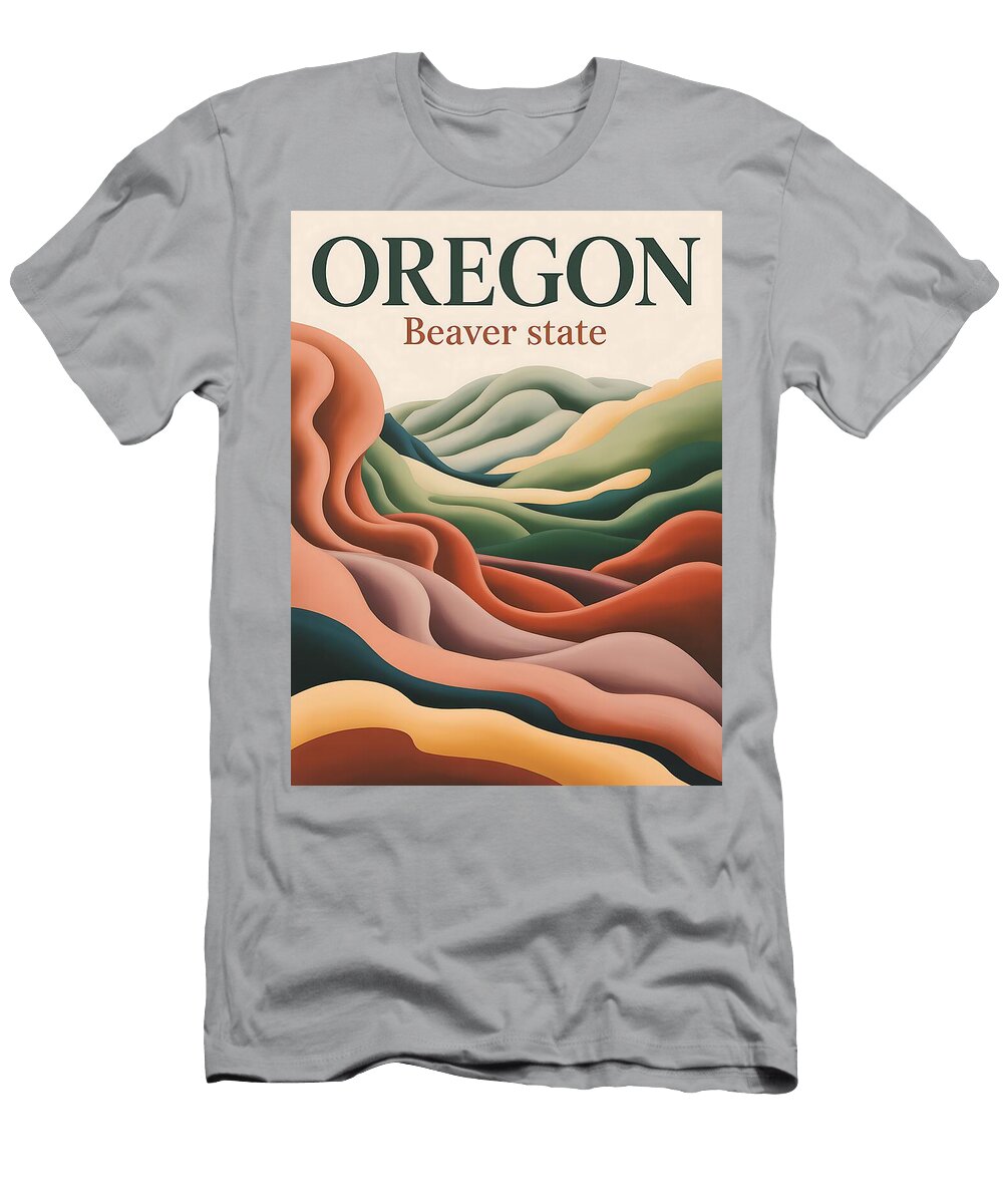 Oregon Beaver State Travel Poster Gerogia Okeefe Real Art T-Shirt