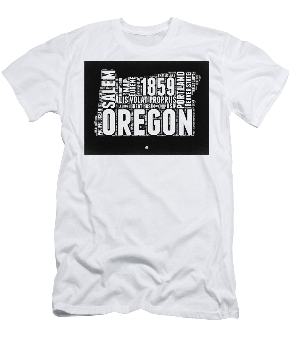 Oregon Black and White Map Naxart Studio T-Shirt