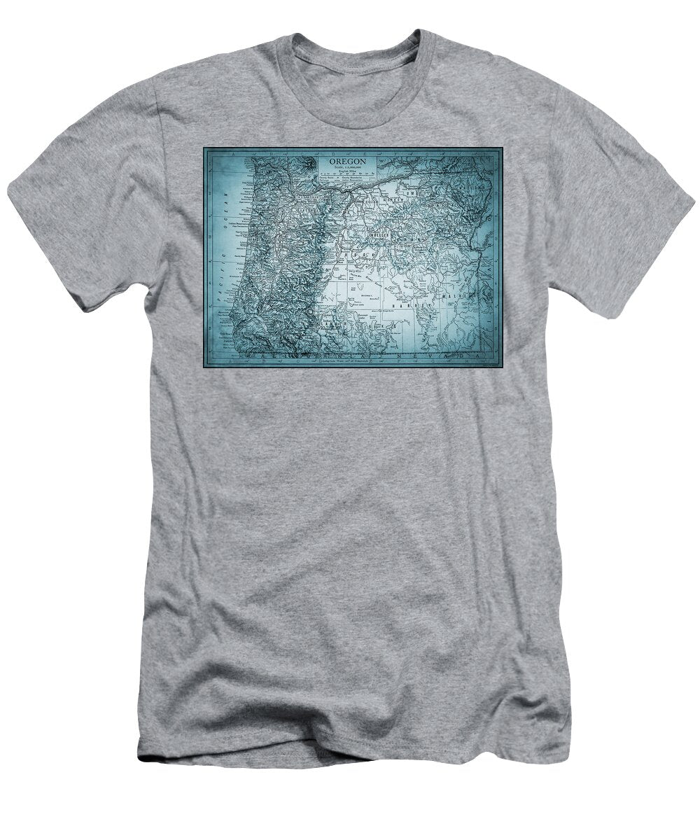 Oregon Vintage Map 1911 Blue Carol Japp T-Shirt