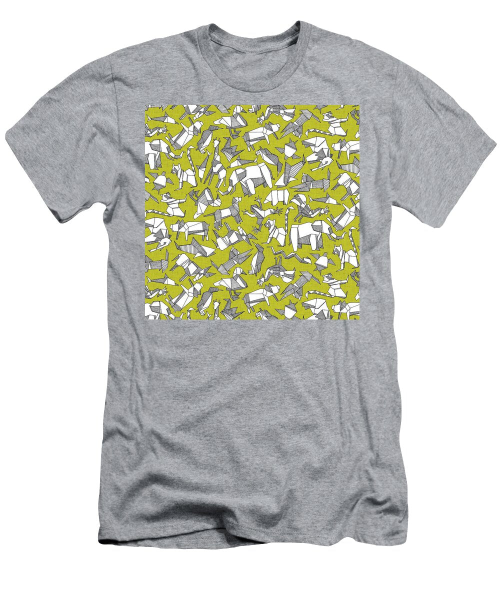 Origami Animal Ditsy Chartreuse Sharon Turner T-Shirt