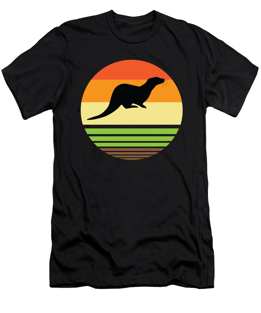 Otter Retro Otter Animal Cute Moon T-Shirt