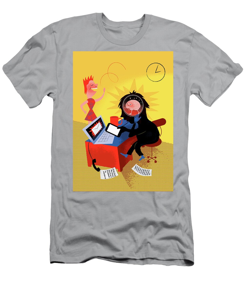 Overworked Office Worker Struggling Ikon Ikon Images T-Shirt