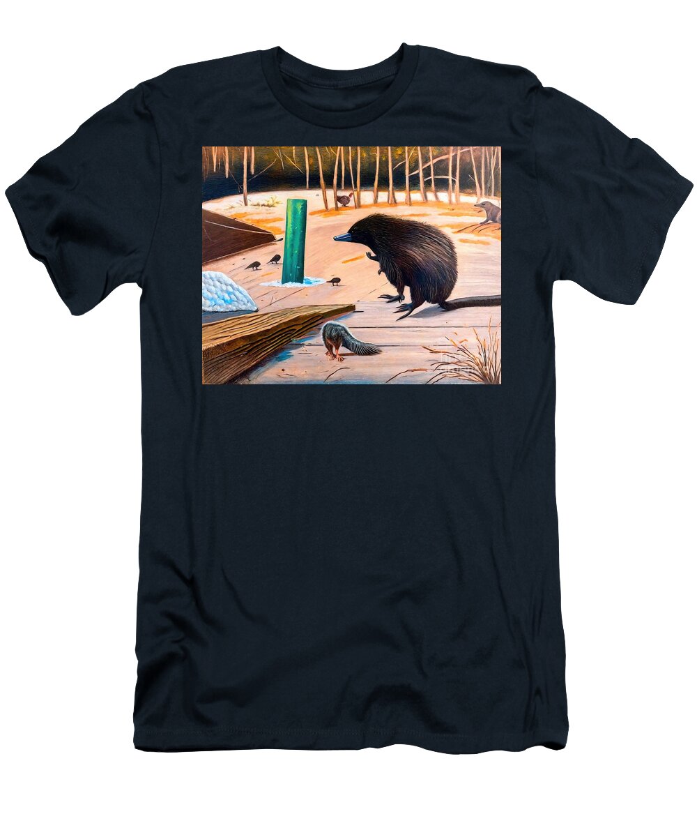 Painting Beaver and Ducks Nature Art Illustration N Akkash T-Shirt