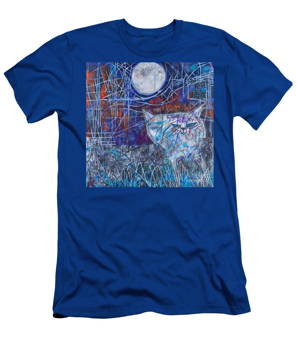 Painting Coyote Moon Colorful Art Abstract Artist N Akkash T-Shirt