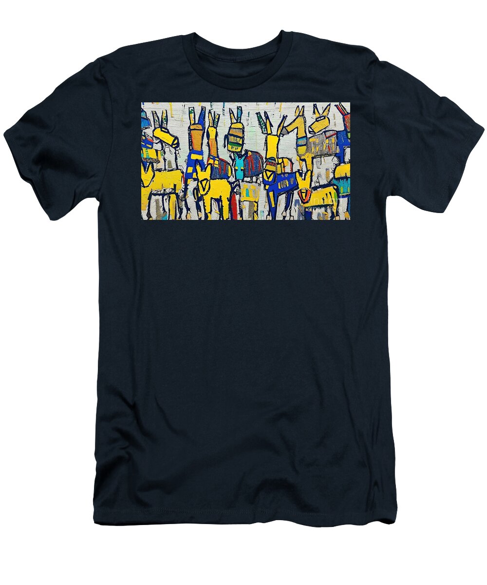 Painting Golden Donkeys Texture Colorful Backgrou N Akkash T-Shirt
