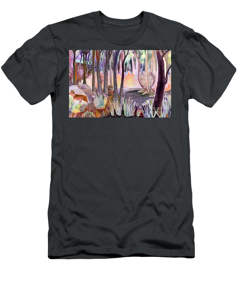 Painting Two Coyotes in the Forest Nature Art Ill N Akkash T-Shirt