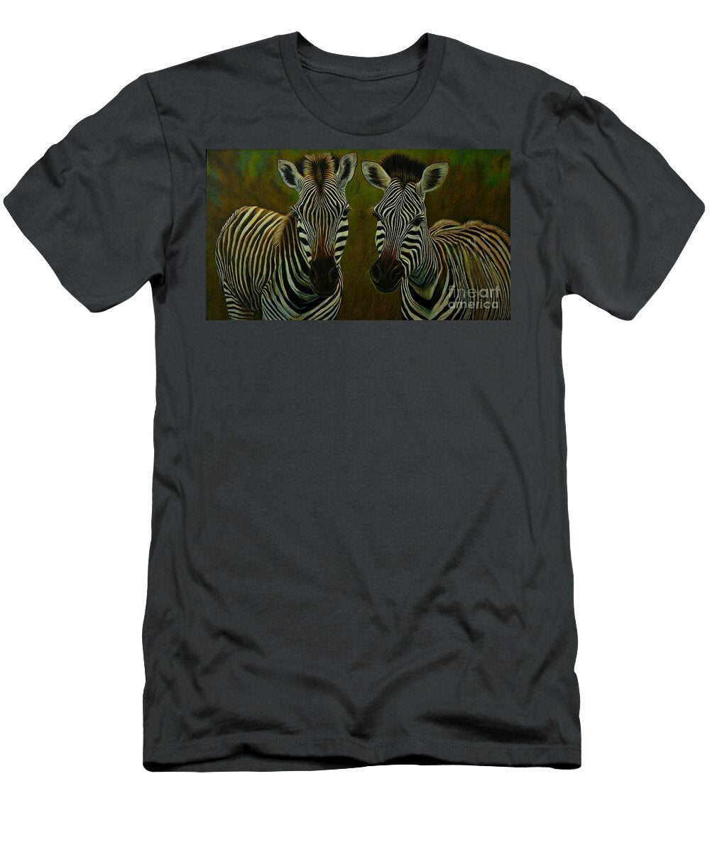 Painting Zebras Nature Wildlife Black White Mamma N Akkash T-Shirt