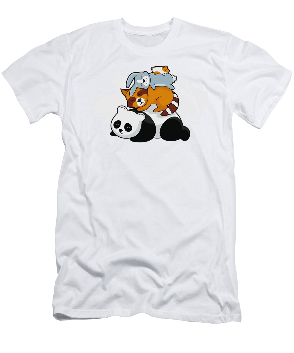 Panda Raccoon Rabbit Hamster Cute Sleeping Animals Pyramid 1 T-Shirt