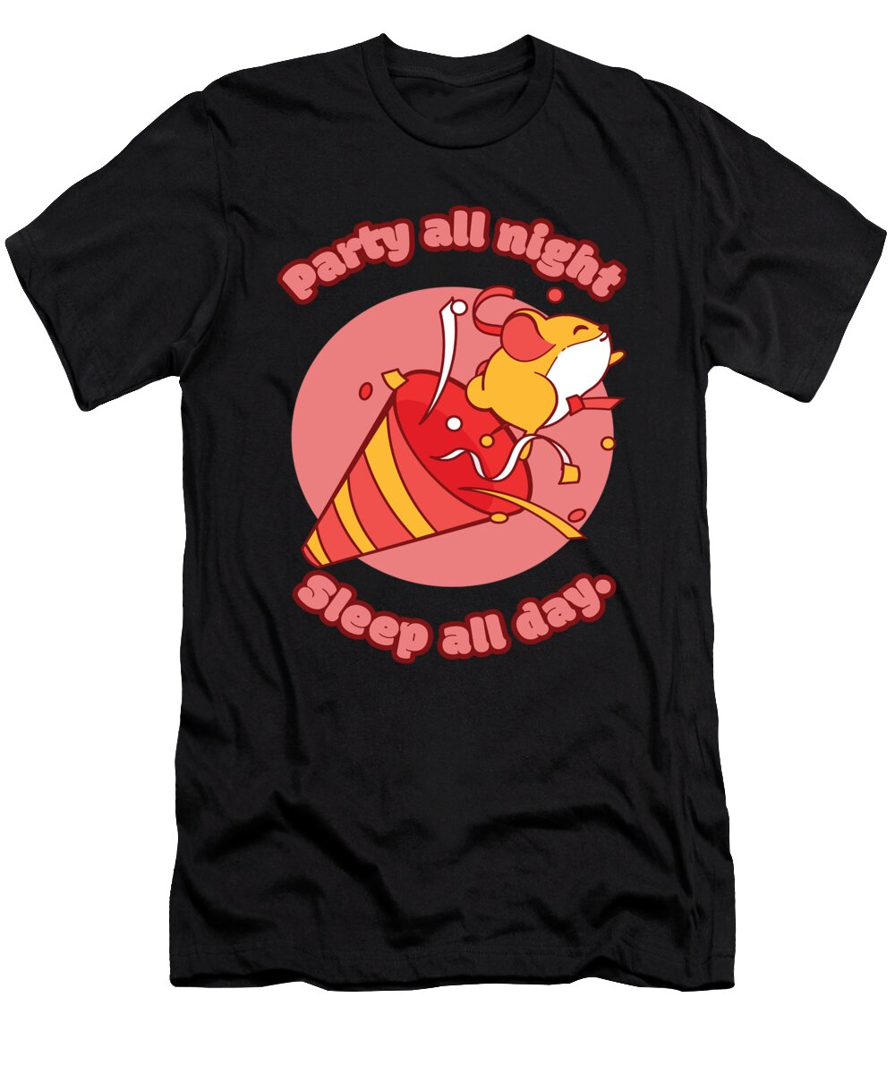 Party All Night Sleep All Day Hamster Moon T-Shirt