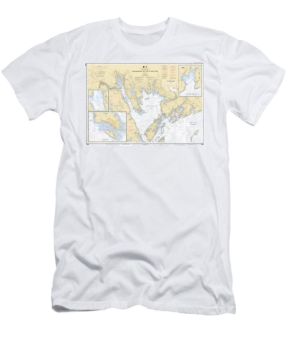Passamaquoddy Bay and St Croix River Noaa Chart 13398 Nautical Chartworks By Paul and Janice Russell T-Shirt