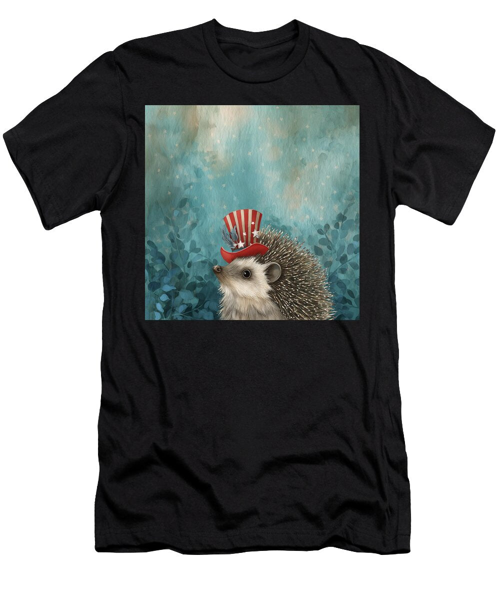 Patriotic Hedgehog Lisa S Baker T-Shirt