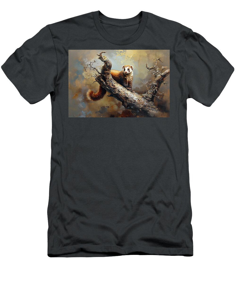 Peaceful Ferret in Autumn Light Mindscape Arts T-Shirt